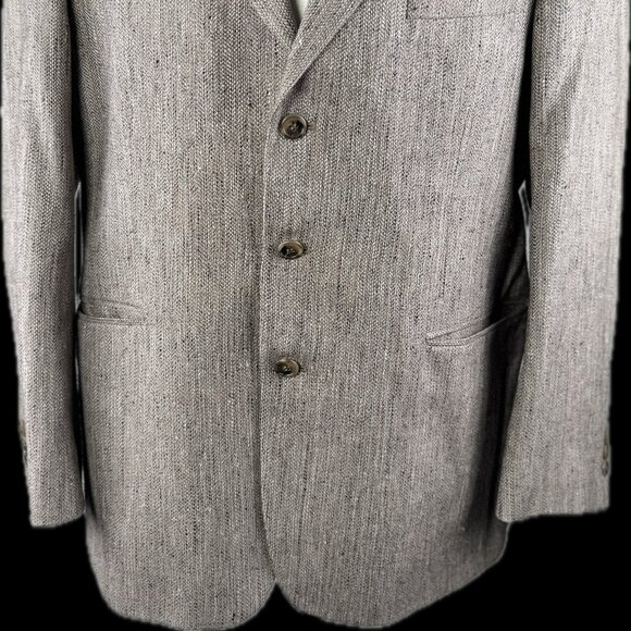 Bill Robinson Beige Men 3 Button Blazer 100 % Silk Size 42 R - Picture 5 of 9